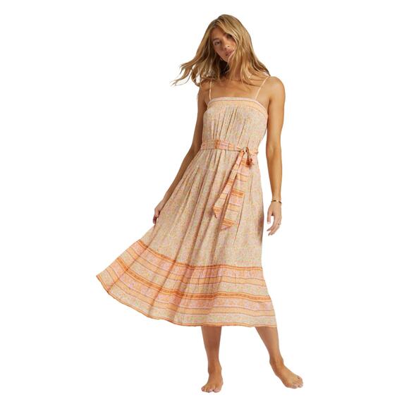 BILLABONG Wish For You Sleeveless Midi Sundress In Pink Dream Size Small - Picture 2 of 14